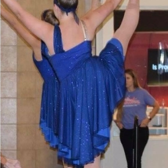 Dansco lyrical costume, navy blue, one shoulder, size large adult - Picture 10 of 10